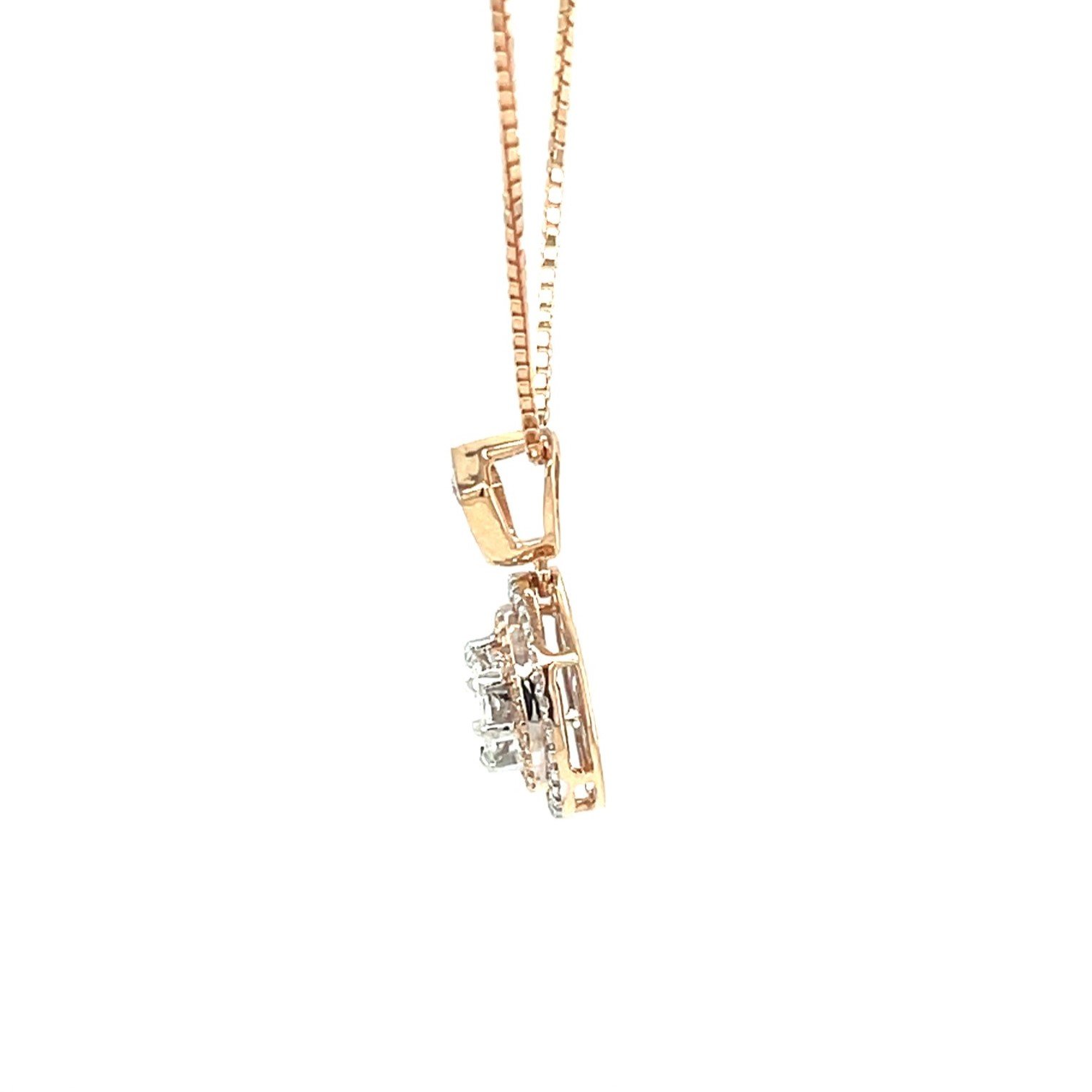 Elegant Rose Gold Diamond Halo Pendant